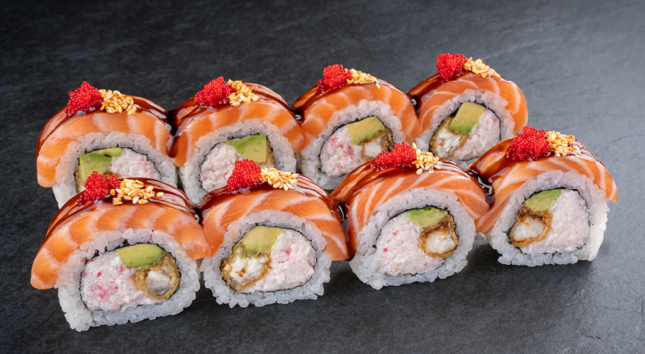  Royal roll with salmon and eel tempura delivery from Yaposhka